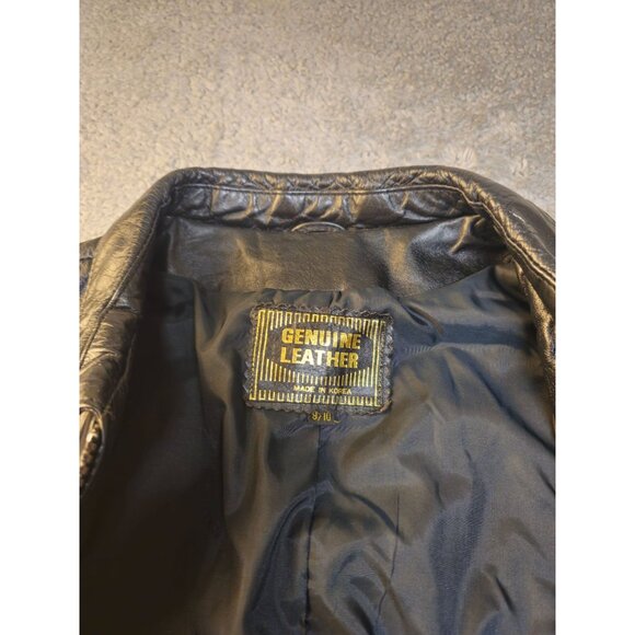 Vintage Genuine Leather Black Jacket With Zipper Closure & Collared Design, 9/10 - Picture 5 of 12